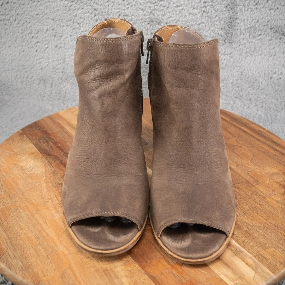 Lucky Brand Womens Jubai Peep Ankle Leather Heels Boots open toe shoes sz 9 Boho